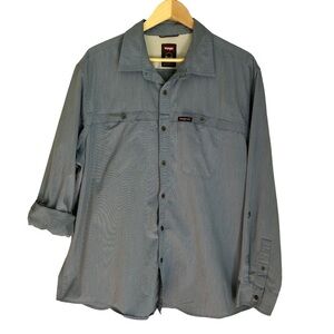 Wrangler Men's Lightweight Blue Button Down Shirt with Adjustable Sleeve Size XL